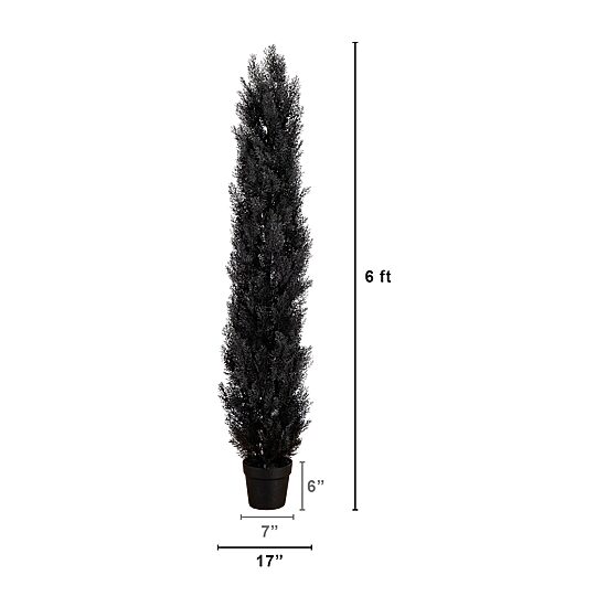 Nearly Natural 6ft Uv Black Cedar In/Out Indoor Outdoor Artificial Tree