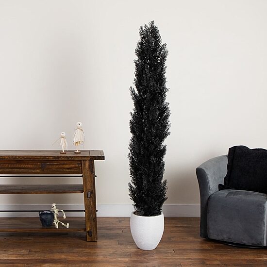 Nearly Natural 6ft Uv Black Cedar In/Out Indoor Outdoor Artificial Tree