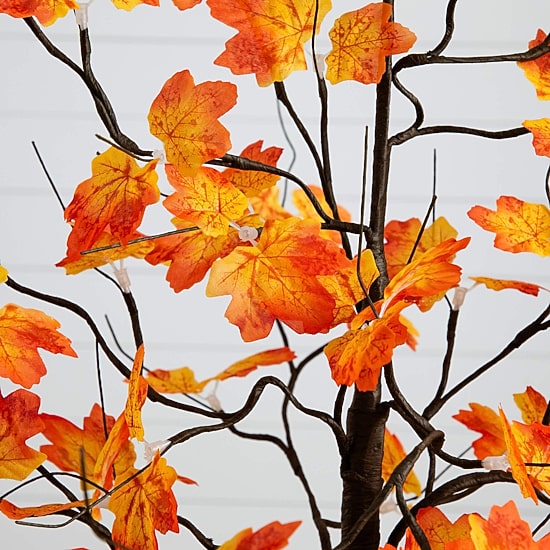 Nearly Natural 4ft Autumn Maple Fall Lighted Indoor Artificial Tree