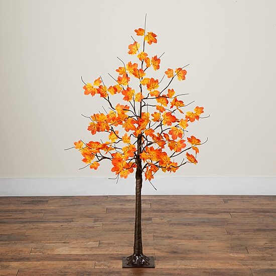 Nearly Natural 4ft Autumn Maple Fall Lighted Indoor Artificial Tree