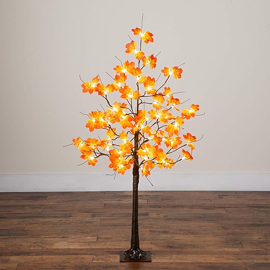 Nearly Natural 4ft Autumn Maple Fall Lighted Indoor Artificial Tree