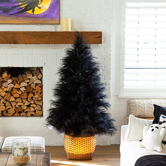 Nearly Natural 6ft Black Pampas Grass Indoor Artificial Tree