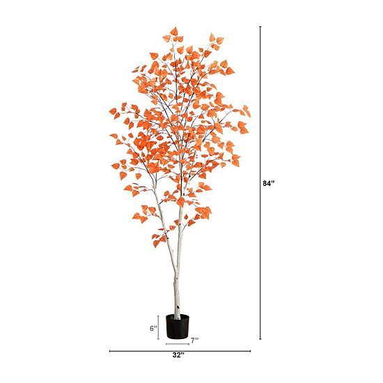 Nearly Natural 7ft Autumn Birch Fall Indoor Artificial Tree