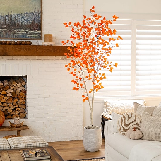 Nearly Natural 7ft Autumn Birch Fall Indoor Artificial Tree