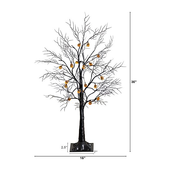 Nearly Natural 3ft Pre-Lit Halloween Black Twig Lighted Indoor Artificial Tree