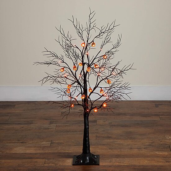 Nearly Natural 3ft Pre-Lit Halloween Black Twig Lighted Indoor Artificial Tree