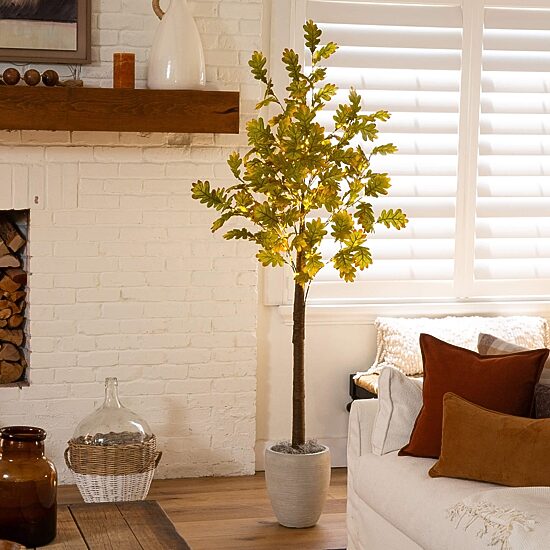 Nearly Natural 5ft Pre-Lit Autumn Oak Lighted Indoor Artificial Tree