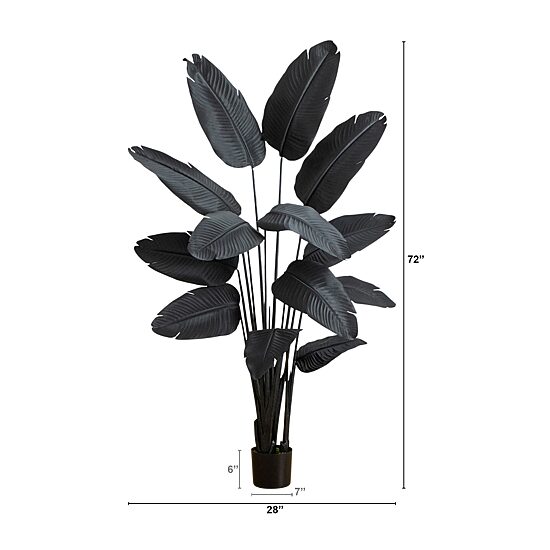 Nearly Natural 6ft Halloween Black Travelers Palm Indoor Artificial Tree