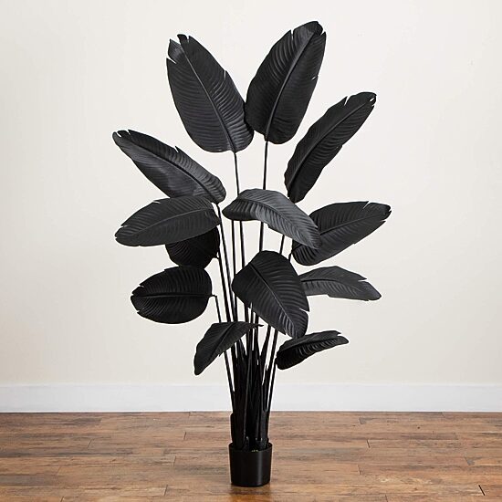 Nearly Natural 6ft Halloween Black Travelers Palm Indoor Artificial Tree