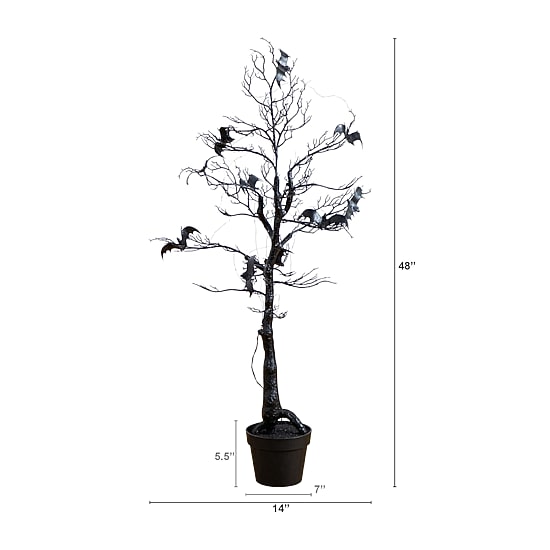 Nearly Natural 4ft Pre-Lit Halloween Twig Lighted Indoor Artificial Tree