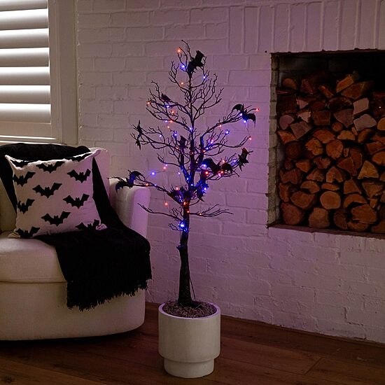 Nearly Natural 4ft Pre-Lit Halloween Twig Lighted Indoor Artificial Tree