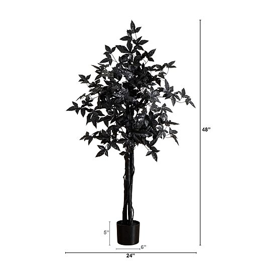 Nearly Natural 4ft Black Maple Indoor Artificial Tree
