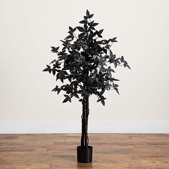 Nearly Natural 4ft Black Maple Indoor Artificial Tree
