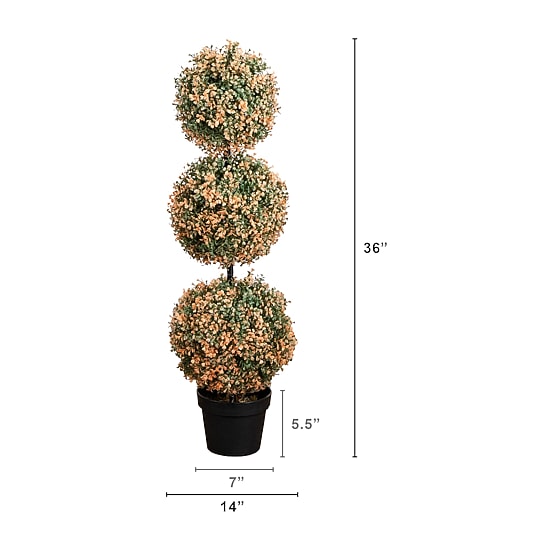 Nearly Natural 3ft Uv Autumn Triple Ball Boxwood Lighted Indoor Outdoor Artificial Tree