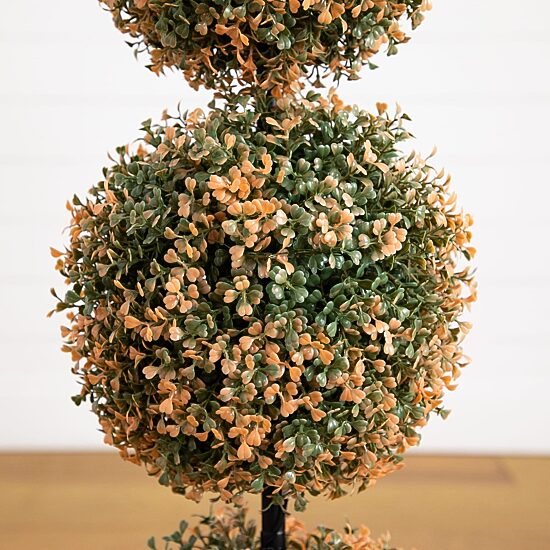 Nearly Natural 3ft Uv Autumn Triple Ball Boxwood Lighted Indoor Outdoor Artificial Tree
