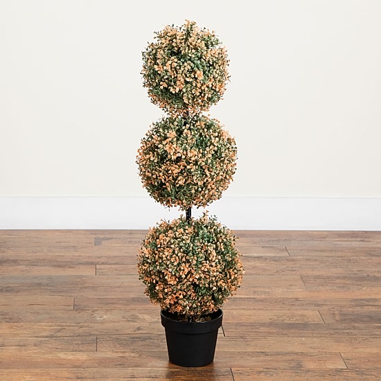 Nearly Natural 3ft Uv Autumn Triple Ball Boxwood Lighted Indoor Outdoor Artificial Tree