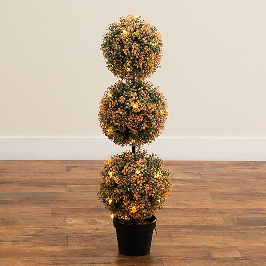 Nearly Natural 3ft Uv Autumn Triple Ball Boxwood Lighted Indoor Outdoor Artificial Tree