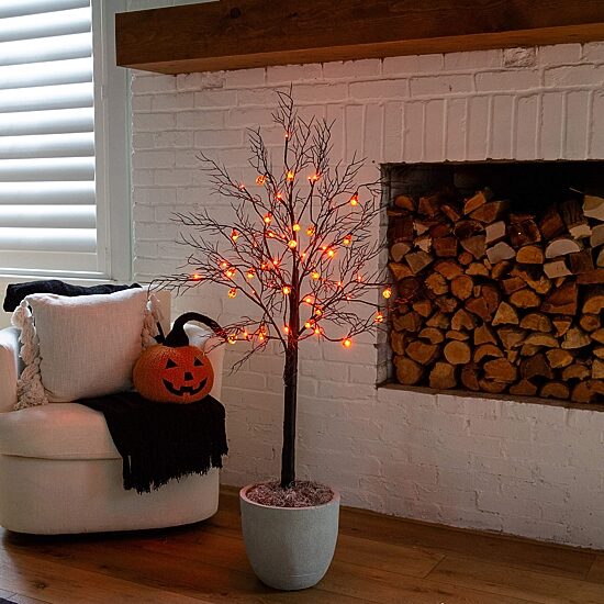 Nearly Natural 4ft Pre-Lit Halloween Lighted Indoor Artificial Tree