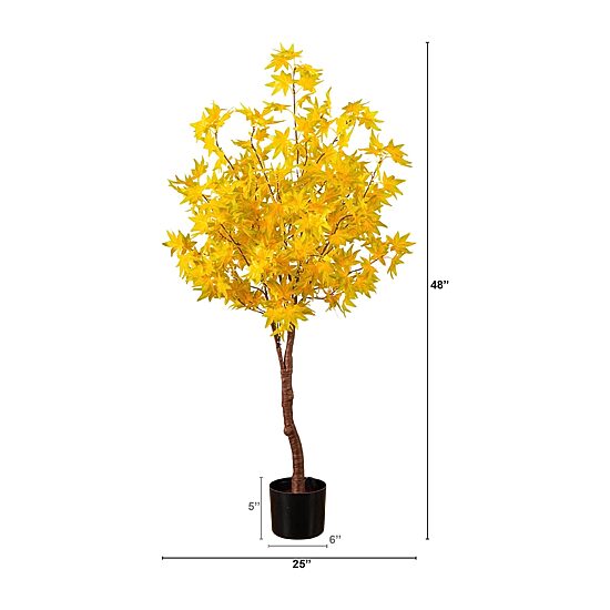 Nearly Natural 4ft Pre-Lit Yellow Autumn Maple Lighted Indoor Artificial Tree