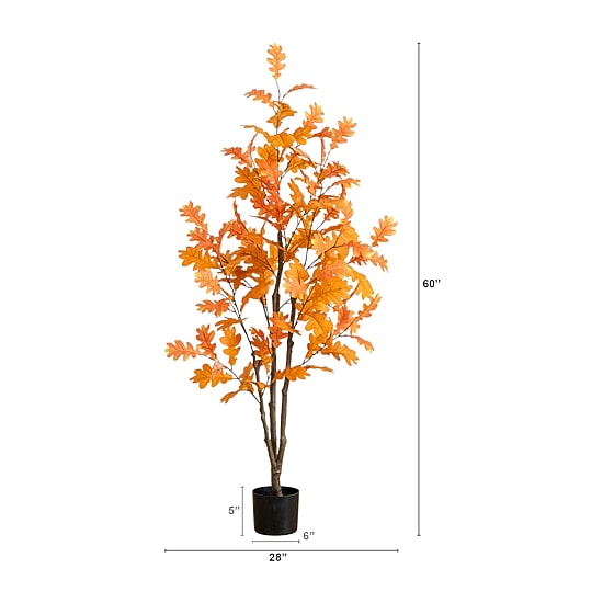 Nearly Natural 5ft Autumn Oak Indoor Artificial Tree
