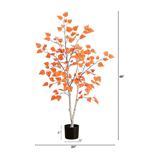 Nearly Natural 4ft Autumn Paper Birch Indoor Artificial Tree