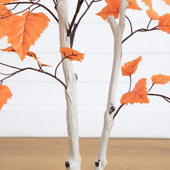 Nearly Natural 4ft Autumn Paper Birch Indoor Artificial Tree