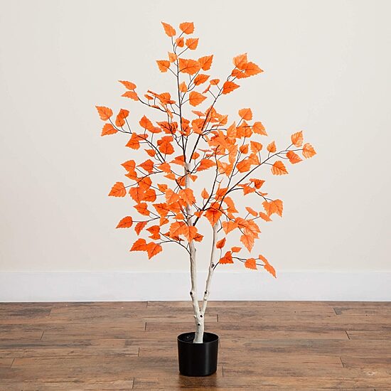 Nearly Natural 4ft Autumn Paper Birch Indoor Artificial Tree
