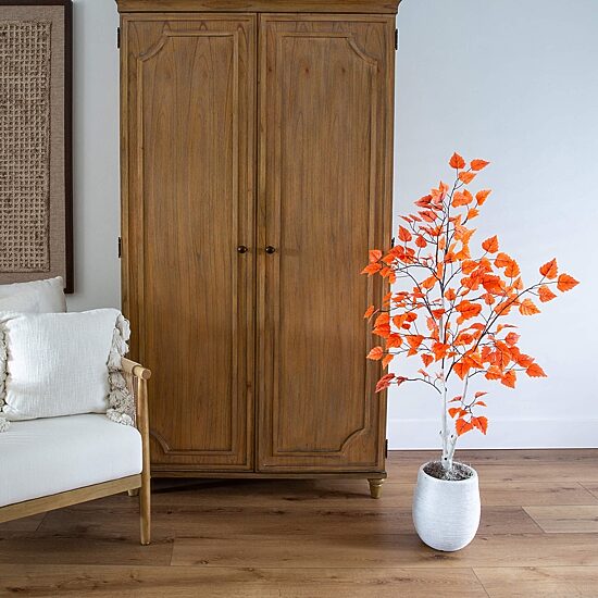 Nearly Natural 4ft Autumn Paper Birch Indoor Artificial Tree