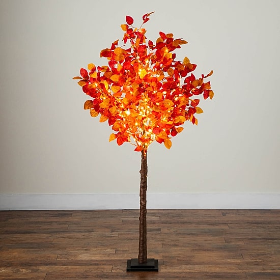 Nearly Natural 5ft Pre-Lit Autumn Lighted Indoor Artificial Tree