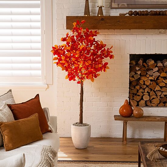 Nearly Natural 5ft Pre-Lit Autumn Lighted Indoor Artificial Tree