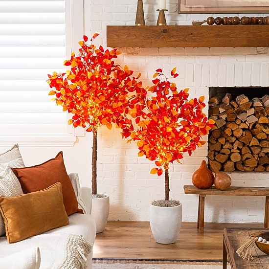 Nearly Natural 5ft Pre-Lit Autumn Lighted Indoor Artificial Tree