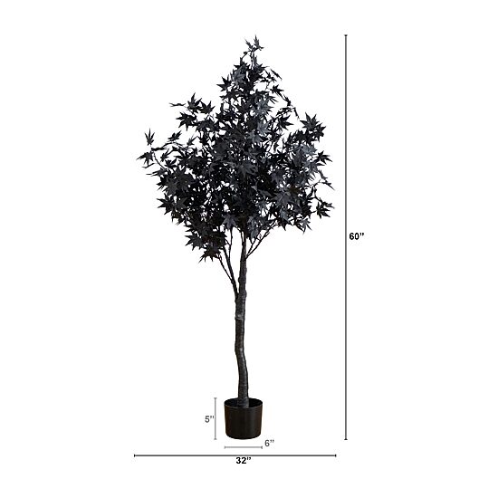 Nearly Natural 5ft Pre-Lit Black Maple Lighted Indoor Artificial Tree