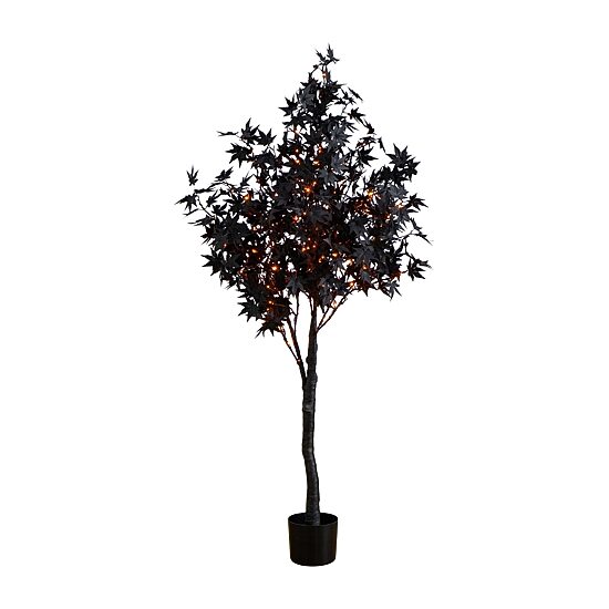 Nearly Natural 5ft Pre-Lit Black Maple Lighted Indoor Artificial Tree