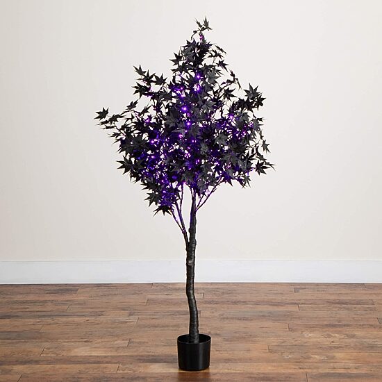 Nearly Natural 5ft Pre-Lit Black Maple Lighted Indoor Artificial Tree