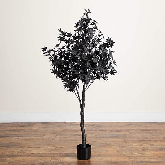 Nearly Natural 5ft Pre-Lit Black Maple Lighted Indoor Artificial Tree