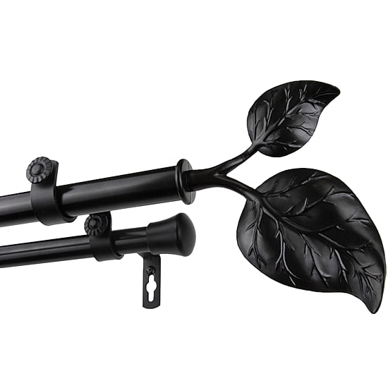 Rod Desyne Double 13/16" Adjustable Curtain Rod with Ivy Finials