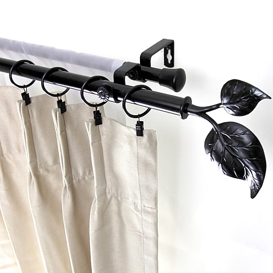 Rod Desyne Double 13/16" Adjustable Curtain Rod with Ivy Finials