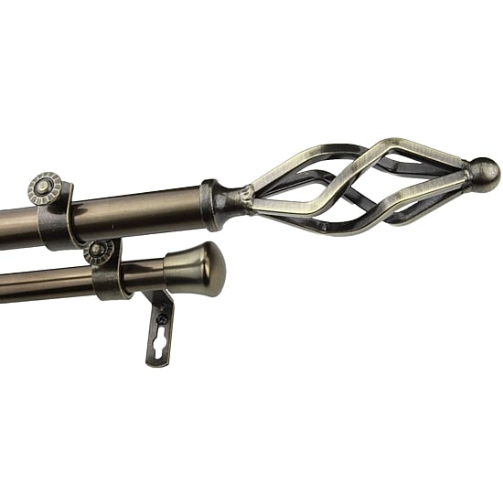 Rod Desyne Double 13/16" Adjustable Curtain Rod with Marquise Finials