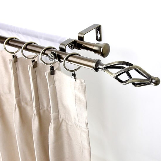 Rod Desyne Double 13/16" Adjustable Curtain Rod with Marquise Finials