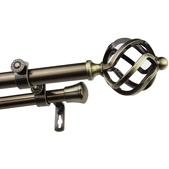 Rod Desyne Double 13/16" Adjustable Curtain Rod with Twist Finials
