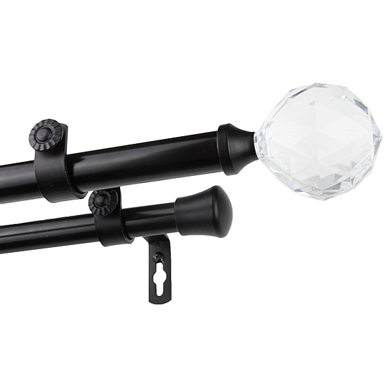 Rod Desyne Double 13/16" Adjustable Curtain Rod with Faceted Finials