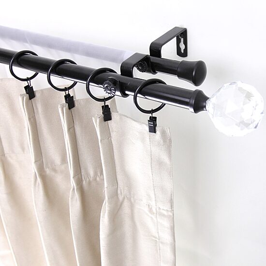 Rod Desyne Double 13/16" Adjustable Curtain Rod with Faceted Finials