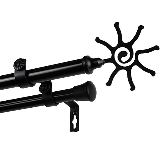 Rod Desyne Double 13/16" Adjustable Curtain Rod with Sun Finials