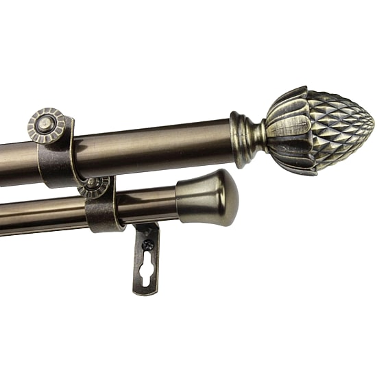 Rod Desyne Double 13/16" Adjustable Curtain Rod with Acorn Finials