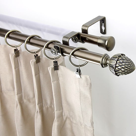 Rod Desyne Double 13/16" Adjustable Curtain Rod with Acorn Finials