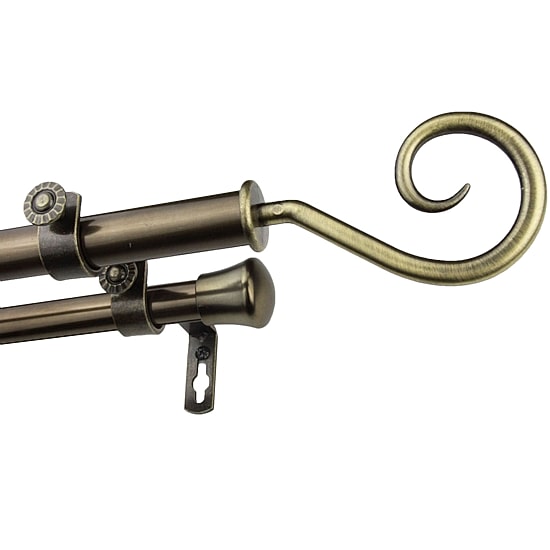 Rod Desyne Double 13/16" Adjustable Curtain Rod with Curl Finials