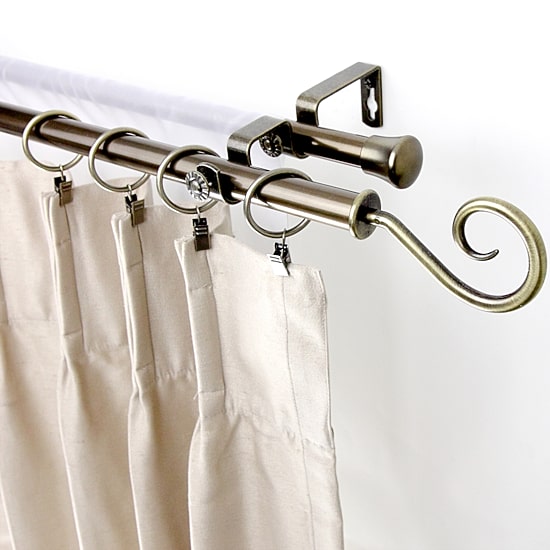 Rod Desyne Double 13/16" Adjustable Curtain Rod with Curl Finials