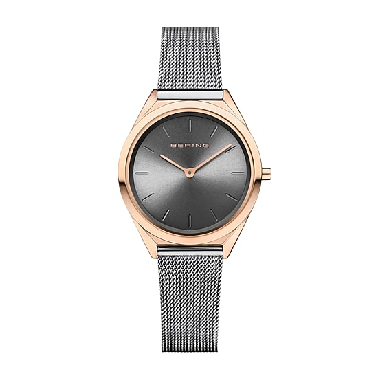 Bering Womens Gray Stainless Steel Bracelet Watch 17031-369