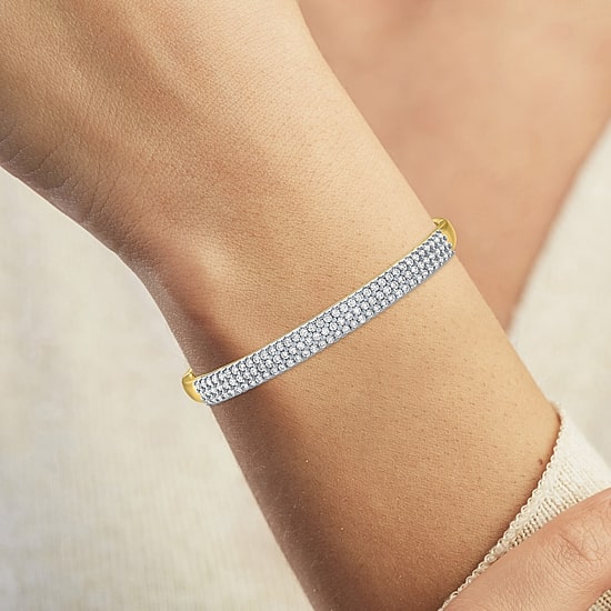 Diamond Addiction (G-H / Si2-I1) Womens 2 CT. T.W. Lab Grown White Diamond 10K Gold Bangle Bracelet