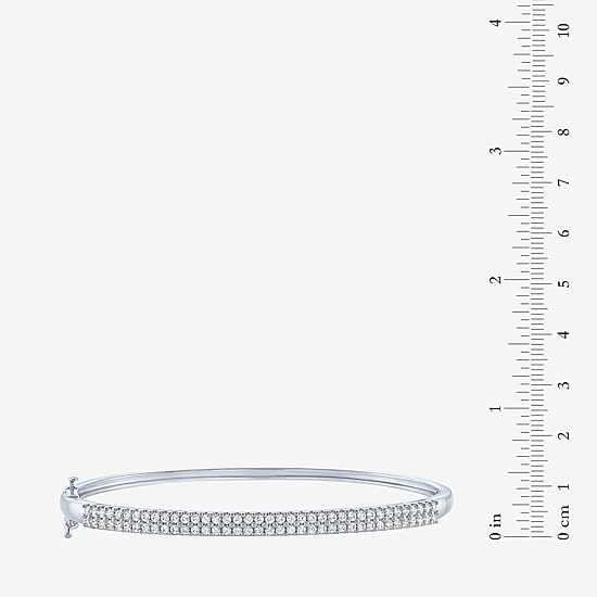 (G-H / Si2-I1) 1 CT. T.W. Lab Grown White Diamond 10K White Gold Bangle Bracelet